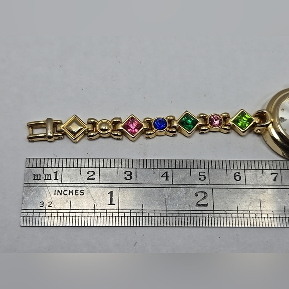 Kim Rogers Ladies Goldtone Multicolor Crystal Bracelet Watch Diamond New Battery - Picture 8 of 9